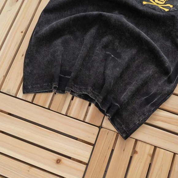 Gallery Dept.Skull And Crossbones-Print Distressed Short Sleeve Black - Picture 3 of 8